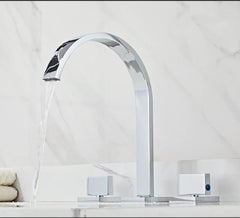 Brushed Gold Double Handle Basin Faucet with Three Holes