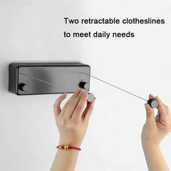 COOANHO Retractable Indoor Clothesline With Adjustable Stainless Steel Double Rope, Wall-Mounted Balcony, Bathroom Space-Saving