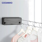 COOANHO Retractable Indoor Clothesline With Adjustable Stainless Steel Double Rope, Wall-Mounted Balcony, Bathroom Space-Saving