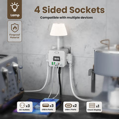 3-Outlet Clock Power Strip With Adjustable Night Light Socket, Surge Protection, Switch, 3 USB-A And 2 USB-C Ports for home