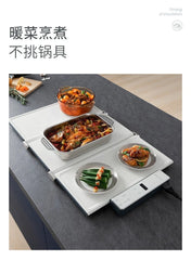 Folding vegetable warming board, meal insulation board, hot cutting board, household heating mat, multi-functional