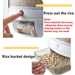 Kitchen Rotation 6kg Plastic Pet Rice Grain Dispenser Food Container Grain Bucket Storage Box Dispenser Housewarming Gift