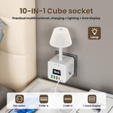3-Outlet Clock Power Strip With Adjustable Night Light Socket, Surge Protection, Switch, 3 USB-A And 2 USB-C Ports for home