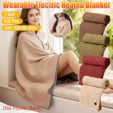 Winter USB Electric Heated Blanket Wearable 3 Heating Level Heated Shawl Portable Body Warmer Blanket for Home Office Sofa Shawl