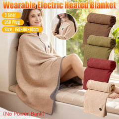 Winter USB Electric Heated Blanket Wearable 3 Heating Level Heated Shawl Portable Body Warmer Blanket for Home Office Sofa Shawl