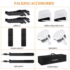 Andoer Studio Photography Light kit Softbox Lighting Set with 85W 2800K-5700K Bi-color Temperature LED Light * 2