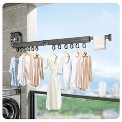 Sucker Wall-Mounted Foldable Aluminum Alloy Clothes Drying Rack for Balcony Bedroom Living Room Space Saver Travel Drying Rack