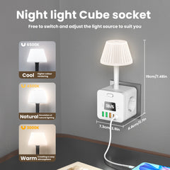 3-Outlet Clock Power Strip With Adjustable Night Light Socket, Surge Protection, Switch, 3 USB-A And 2 USB-C Ports for home