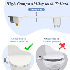 Hot and Cold Non-Electric Bidet Attachment for Toilet, Ultra-Slim Feminine Wash, Easy to Install