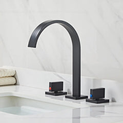 Brushed Gold Double Handle Basin Faucet with Three Holes