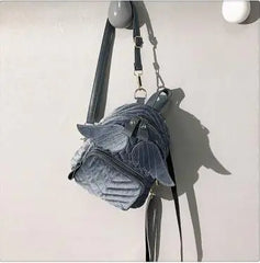Winged Backpack for Women - Vintage Velvet College Style