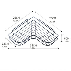 [Cast Iron Shower Shelf] 1pc Cast Iron Corner Shower Shelf - No-Drill Wall Mounted Black Wire Mesh Bathroom Storage Rack for Easy Access & Organization, Perfect for Shampoo, Conditioner, and Soap, Bathroom Storage Solution |