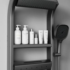 Multi-Function Thermostatic Shower System with Digital Display High Pressure Rotating Showerhead Gun ash Bathroom Shower Set