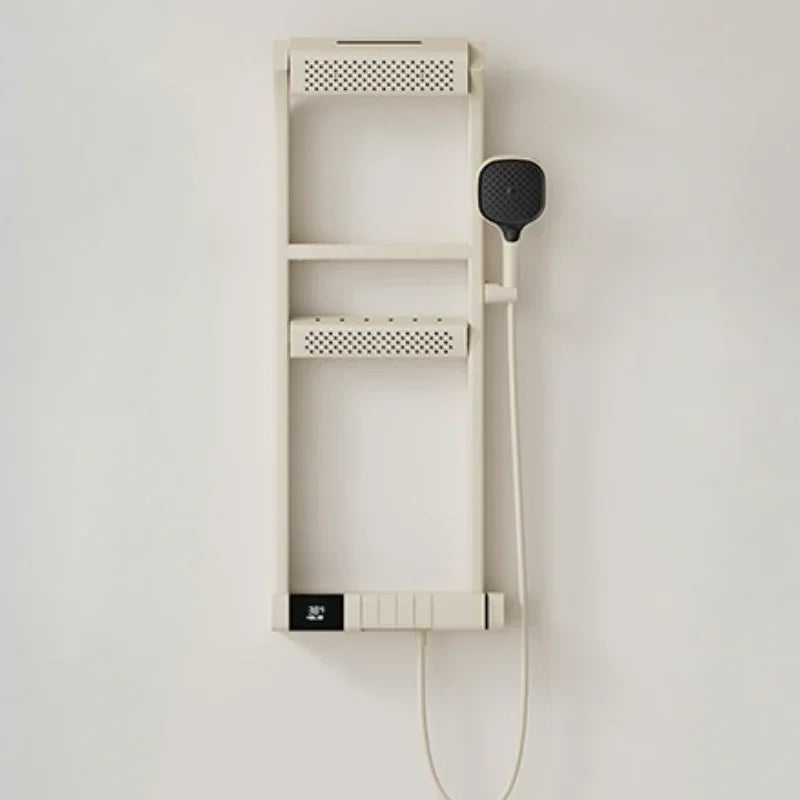 Multi-Function Thermostatic Shower System with Digital Display High Pressure Rotating Showerhead Gun ash Bathroom Shower Set