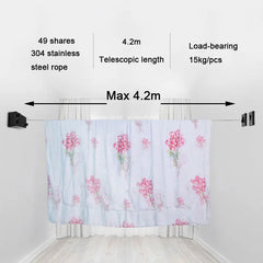 COOANHO Retractable Indoor Clothesline With Adjustable Stainless Steel Double Rope, Wall-Mounted Balcony, Bathroom Space-Saving