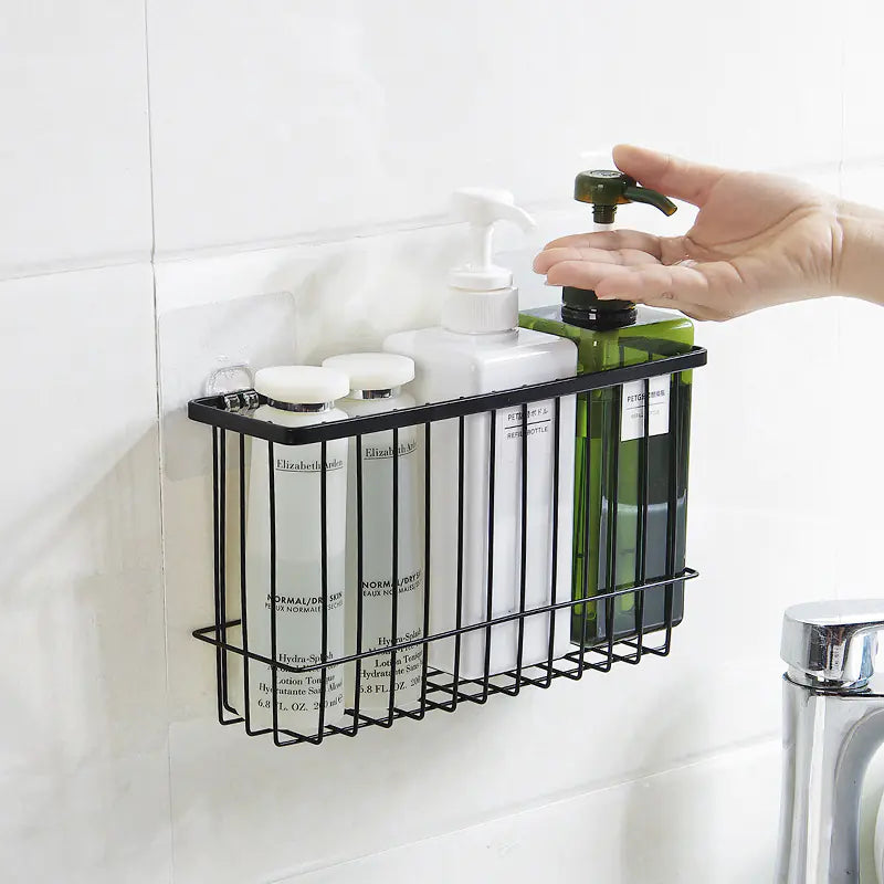 Iron Bathroom Storage Rack - Wall-Mounted Organizer