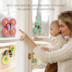 Baby Ring Three Color Sucker Insect Turn Happy Baby Bath Toy