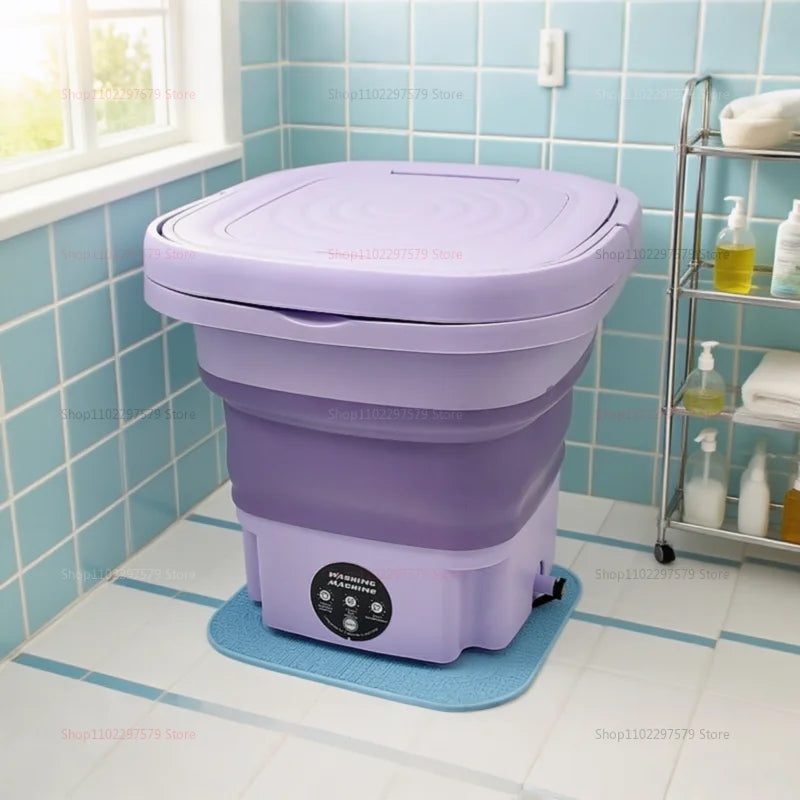 8L Folding Washing Machine Portable Mini Dehydratable Dormitory Student Socks Underwear Panties Home Appliance Free Shipping