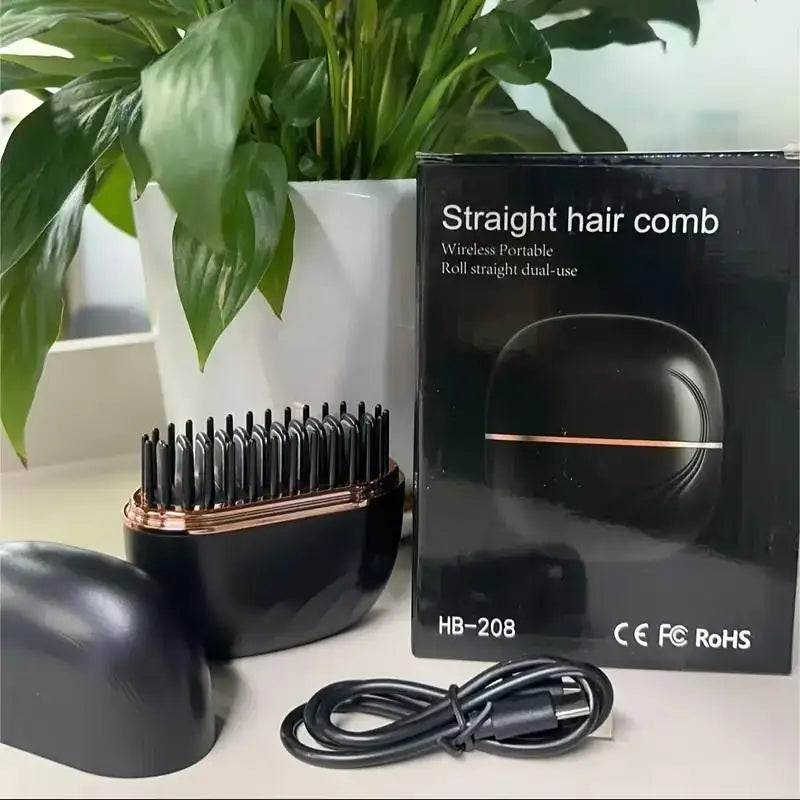 Wireless Charging Hair Comb Professional Straightening Hairdressing Tool For Home Use Long Hair Styling Volumizing Device