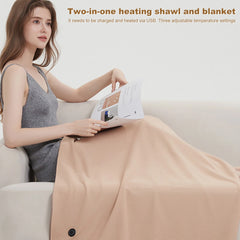 Winter USB Electric Heated Blanket Wearable 3 Heating Level Heated Shawl Portable Body Warmer Blanket for Home Office Sofa Shawl