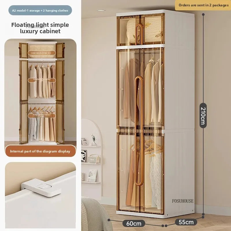 Light Luxury Hanging Wardrobes Bedroom Simple Assembly Clothes Storage Cabinet Large Capacity Rental Room Wardrobe Furniture