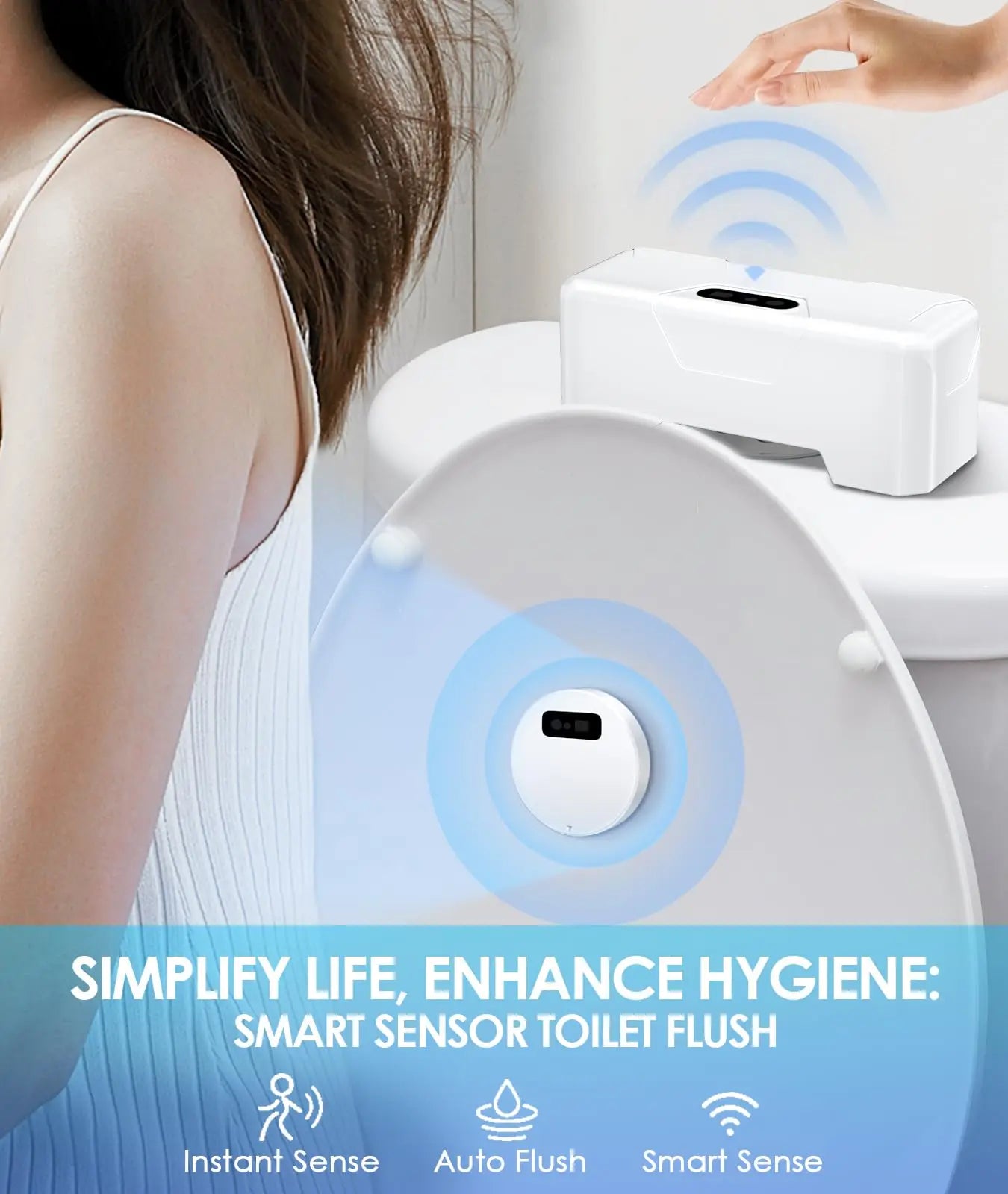 Automatic Toilet Flusher, 2023 Upgraded Smart Touchless Toilet Flush Kit Toilet Flusher Replacement Kit with Infrared Sensor