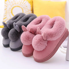 Evshine Winter Plush House Slippers For Women Cute Cartoon Indoor Fuzzy Slides Fur Lined Cotton Shoes Cozy Bedroom Furry Slipper