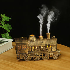 Creative Vintage Train Locomotive Air Humidifier Aroma Diffuser Sprayer with Jellyfish Smoke Ring for Essential Oil Aromatherapy