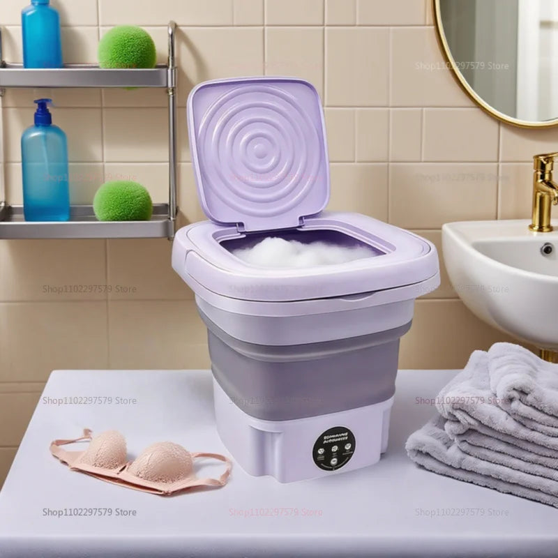 8L Folding Washing Machine Portable Mini Dehydratable Dormitory Student Socks Underwear Panties Home Appliance Free Shipping