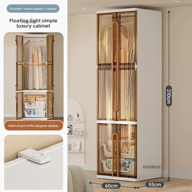 Light Luxury Hanging Wardrobes Bedroom Simple Assembly Clothes Storage Cabinet Large Capacity Rental Room Wardrobe Furniture