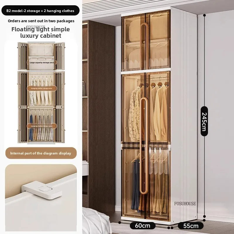 Light Luxury Hanging Wardrobes Bedroom Simple Assembly Clothes Storage Cabinet Large Capacity Rental Room Wardrobe Furniture
