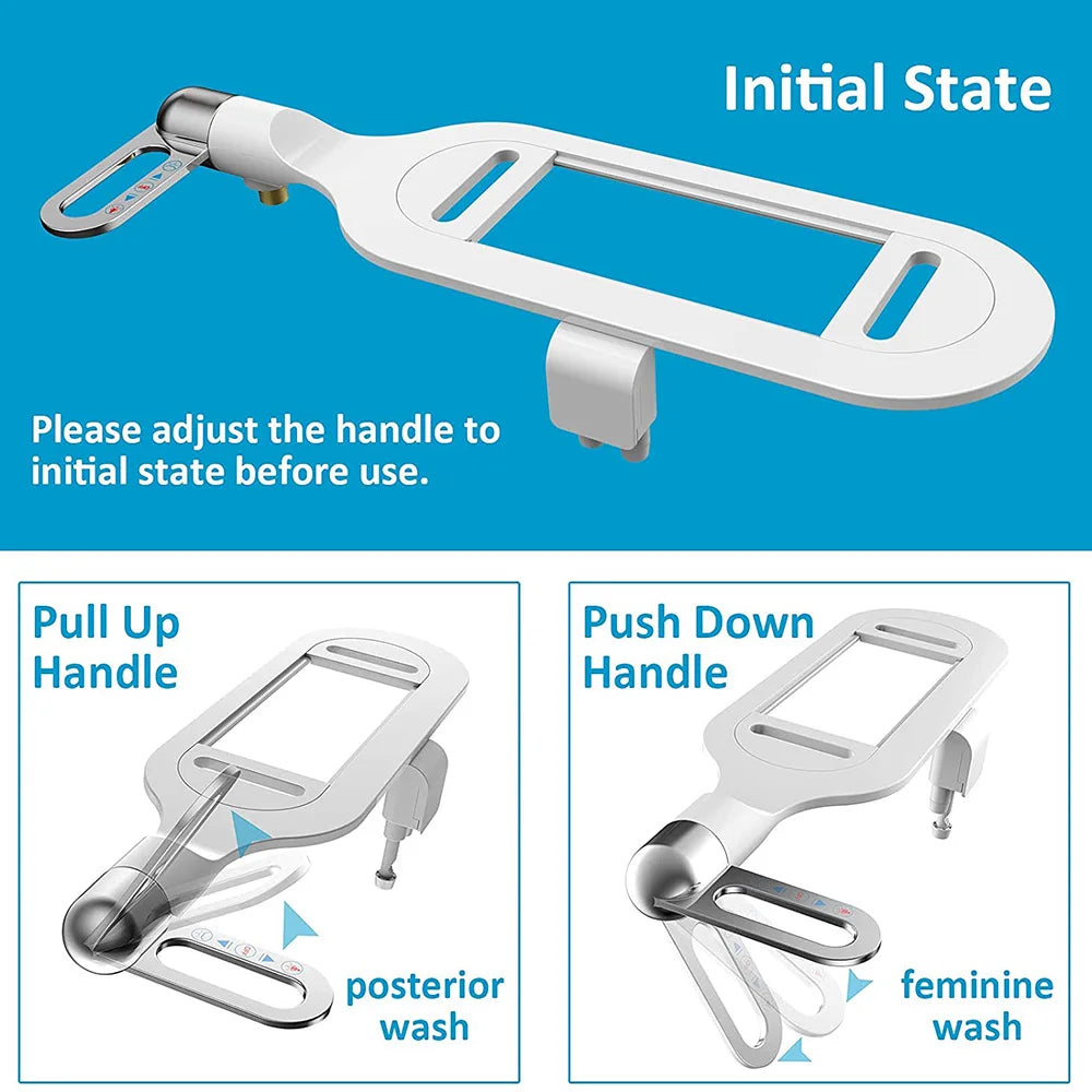 New Ultra-Slim Bidet Toilet Seat Attachment Dual Nozzle Bidet Adjustable Water Pressure Non-Electric Ass Sprayer