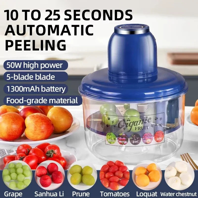 New Automatic Fruit Peeler Machine Wireless Portable for Plum Peach and Grape Fast Easy Home Kitchen Gadget