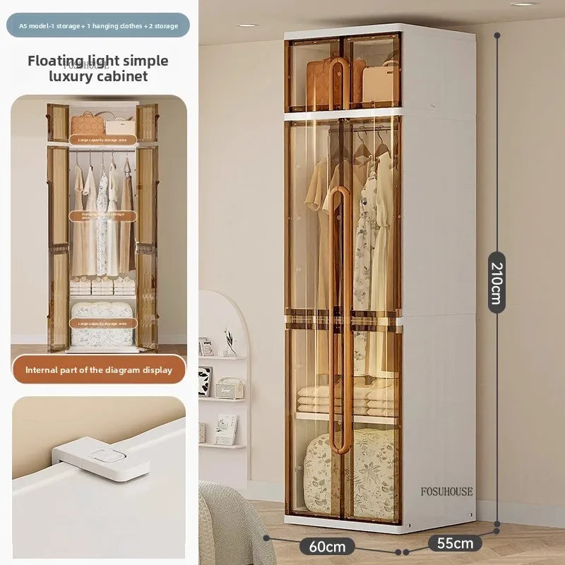 Light Luxury Hanging Wardrobes Bedroom Simple Assembly Clothes Storage Cabinet Large Capacity Rental Room Wardrobe Furniture