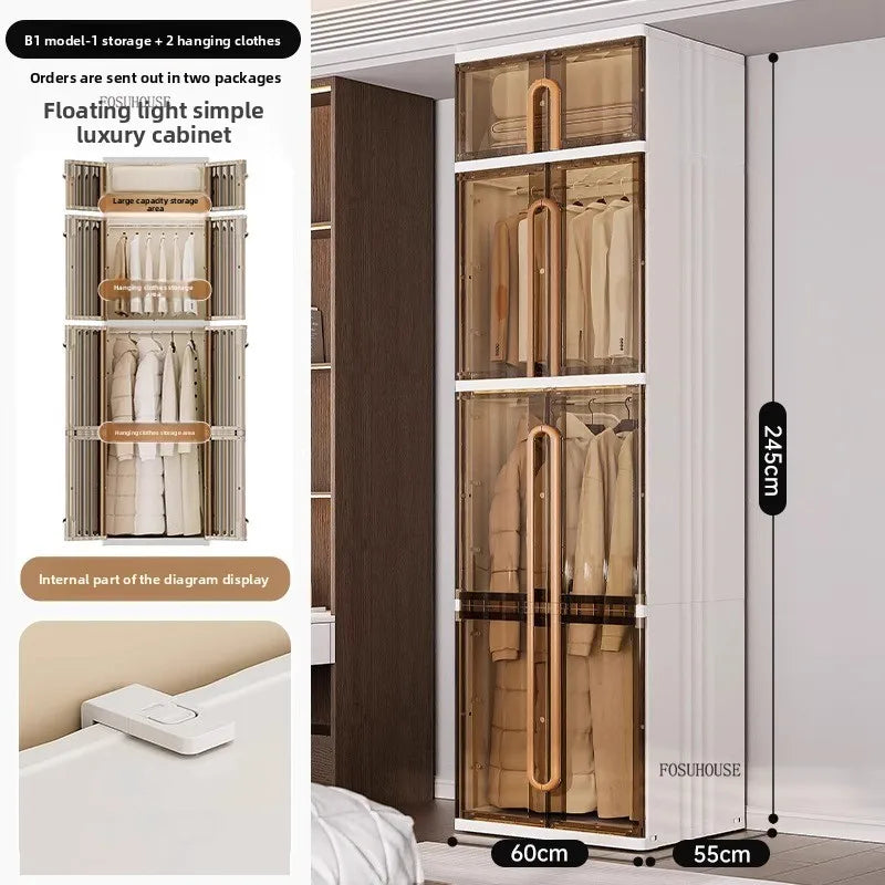 Light Luxury Hanging Wardrobes Bedroom Simple Assembly Clothes Storage Cabinet Large Capacity Rental Room Wardrobe Furniture