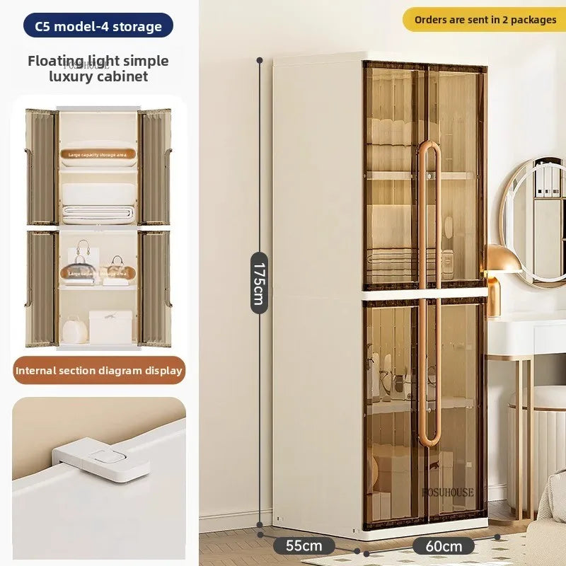 Light Luxury Hanging Wardrobes Bedroom Simple Assembly Clothes Storage Cabinet Large Capacity Rental Room Wardrobe Furniture