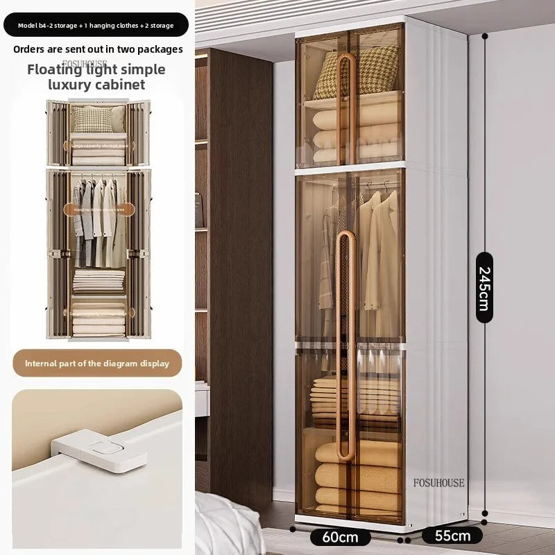 Light Luxury Hanging Wardrobes Bedroom Simple Assembly Clothes Storage Cabinet Large Capacity Rental Room Wardrobe Furniture