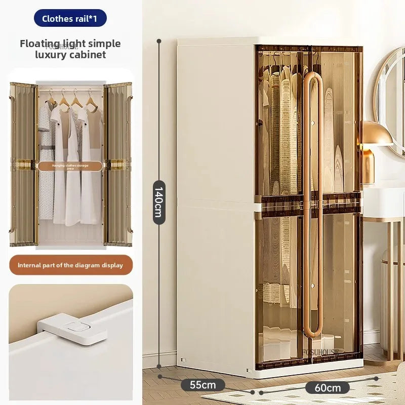 Light Luxury Hanging Wardrobes Bedroom Simple Assembly Clothes Storage Cabinet Large Capacity Rental Room Wardrobe Furniture