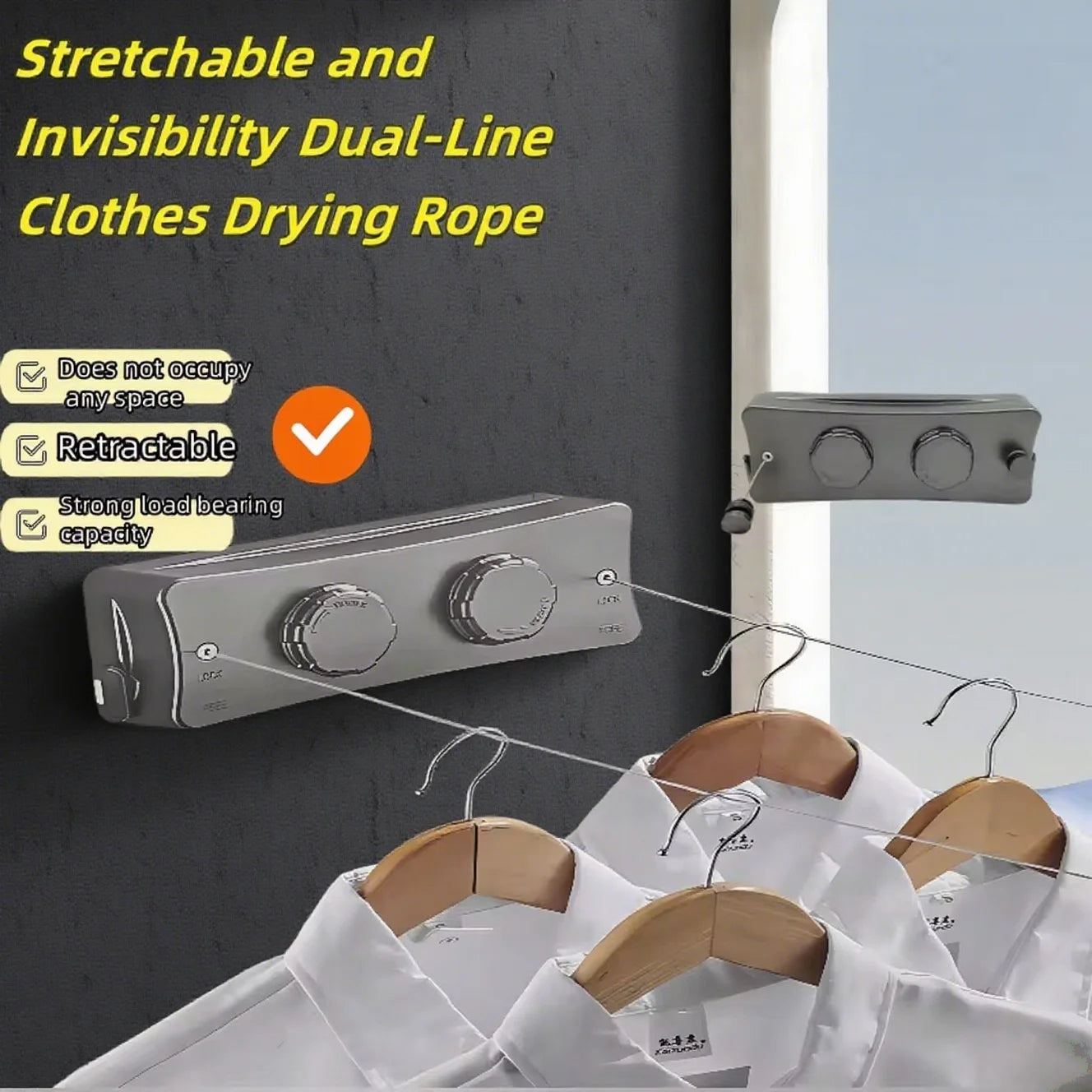 5.1M Retractable Stainless Steel Clothesline Indoor Outdoor Clothes Drying Rack Space Saving Laundry Drying Hanger Double Layer