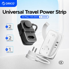ORICO Power Strip  2AC 3USB Port EU Plug Socket 1.1M Extension Cable Sockets 5-In-1 Smart Socket for Home/Travel Power Strip