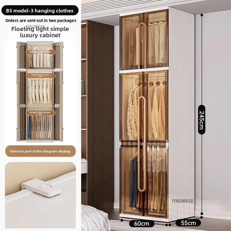 Light Luxury Hanging Wardrobes Bedroom Simple Assembly Clothes Storage Cabinet Large Capacity Rental Room Wardrobe Furniture