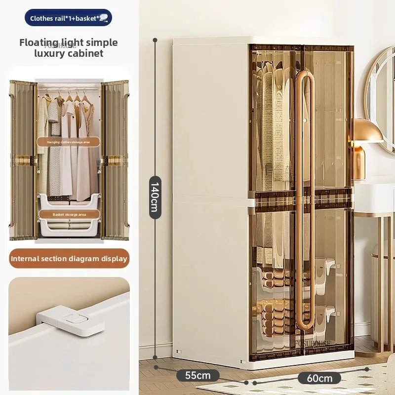 Light Luxury Hanging Wardrobes Bedroom Simple Assembly Clothes Storage Cabinet Large Capacity Rental Room Wardrobe Furniture