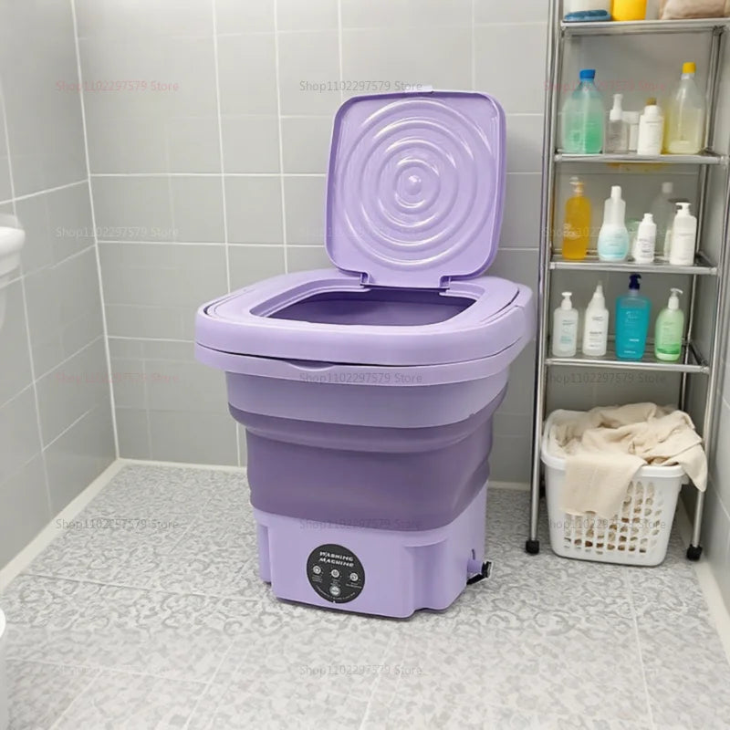 8L Folding Washing Machine Portable Mini Dehydratable Dormitory Student Socks Underwear Panties Home Appliance Free Shipping