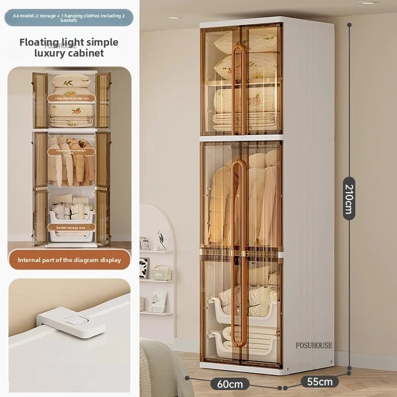 Light Luxury Hanging Wardrobes Bedroom Simple Assembly Clothes Storage Cabinet Large Capacity Rental Room Wardrobe Furniture