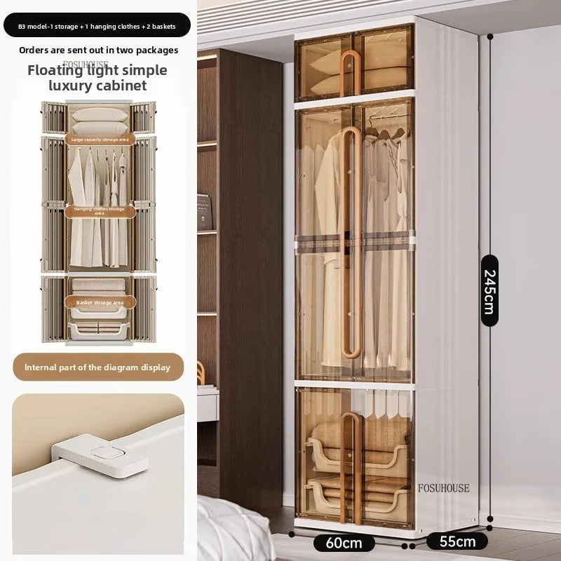 Light Luxury Hanging Wardrobes Bedroom Simple Assembly Clothes Storage Cabinet Large Capacity Rental Room Wardrobe Furniture