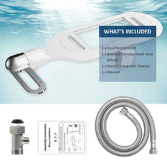 New Ultra-Slim Bidet Toilet Seat Attachment Dual Nozzle Bidet Adjustable Water Pressure Non-Electric Ass Sprayer