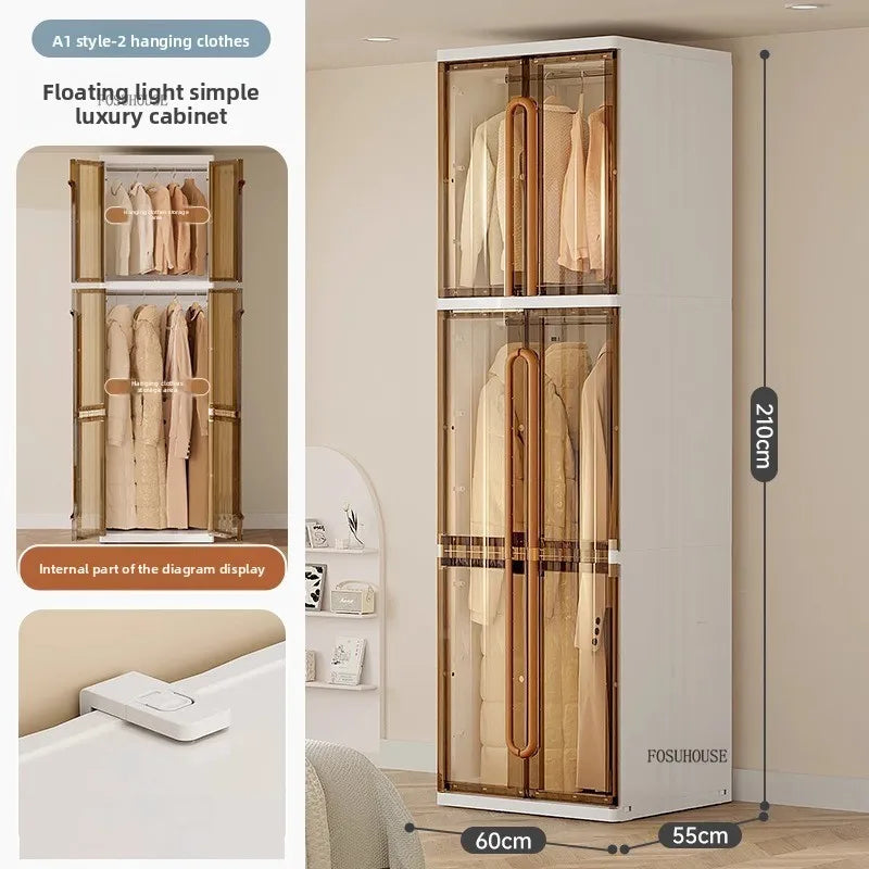 Light Luxury Hanging Wardrobes Bedroom Simple Assembly Clothes Storage Cabinet Large Capacity Rental Room Wardrobe Furniture