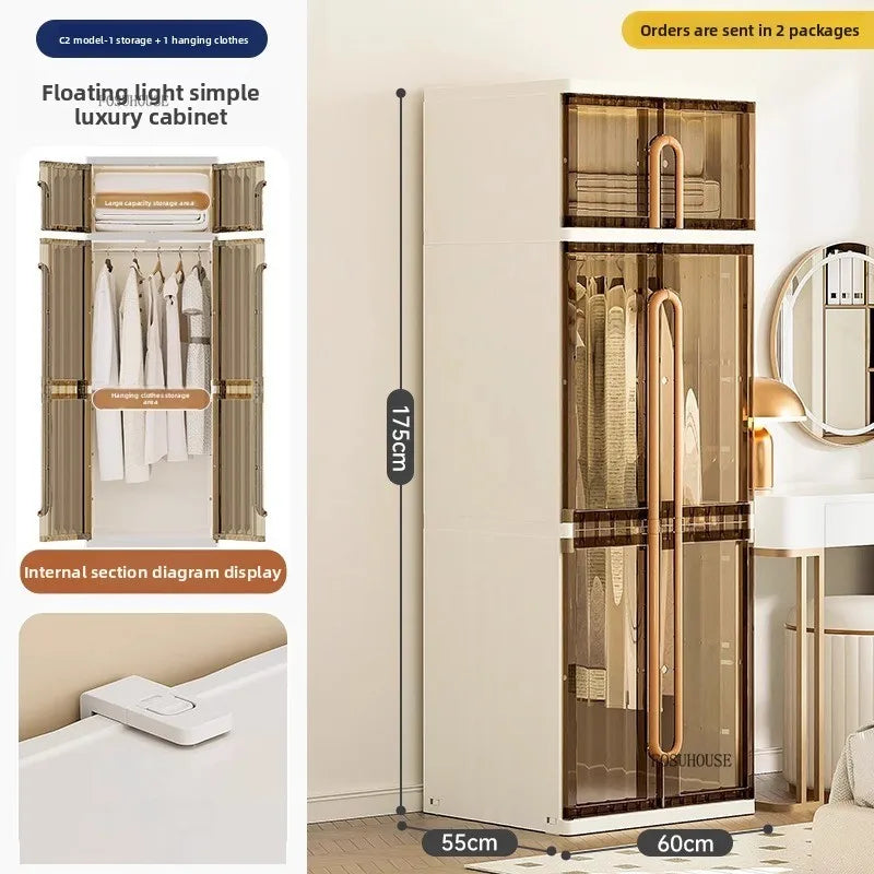 Light Luxury Hanging Wardrobes Bedroom Simple Assembly Clothes Storage Cabinet Large Capacity Rental Room Wardrobe Furniture