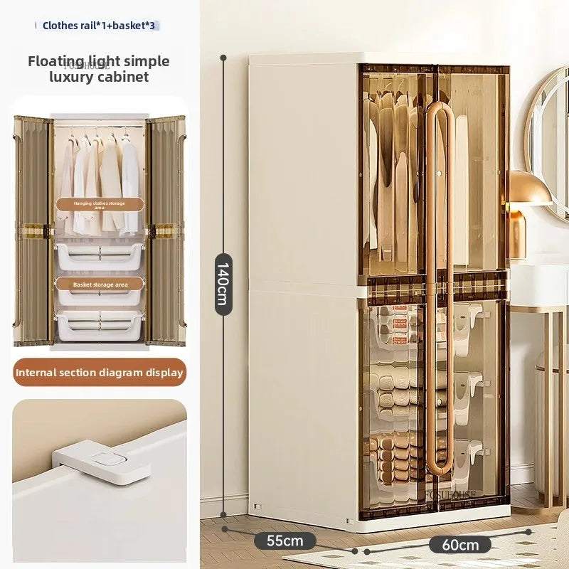 Light Luxury Hanging Wardrobes Bedroom Simple Assembly Clothes Storage Cabinet Large Capacity Rental Room Wardrobe Furniture