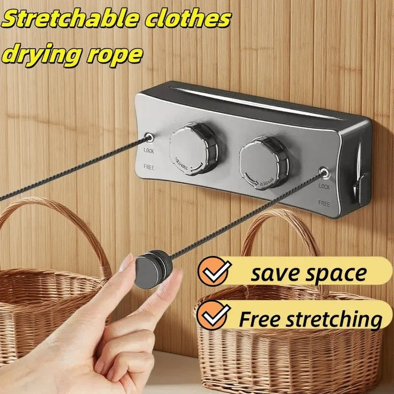 5.1M Retractable Stainless Steel Clothesline Indoor Outdoor Clothes Drying Rack Space Saving Laundry Drying Hanger Double Layer